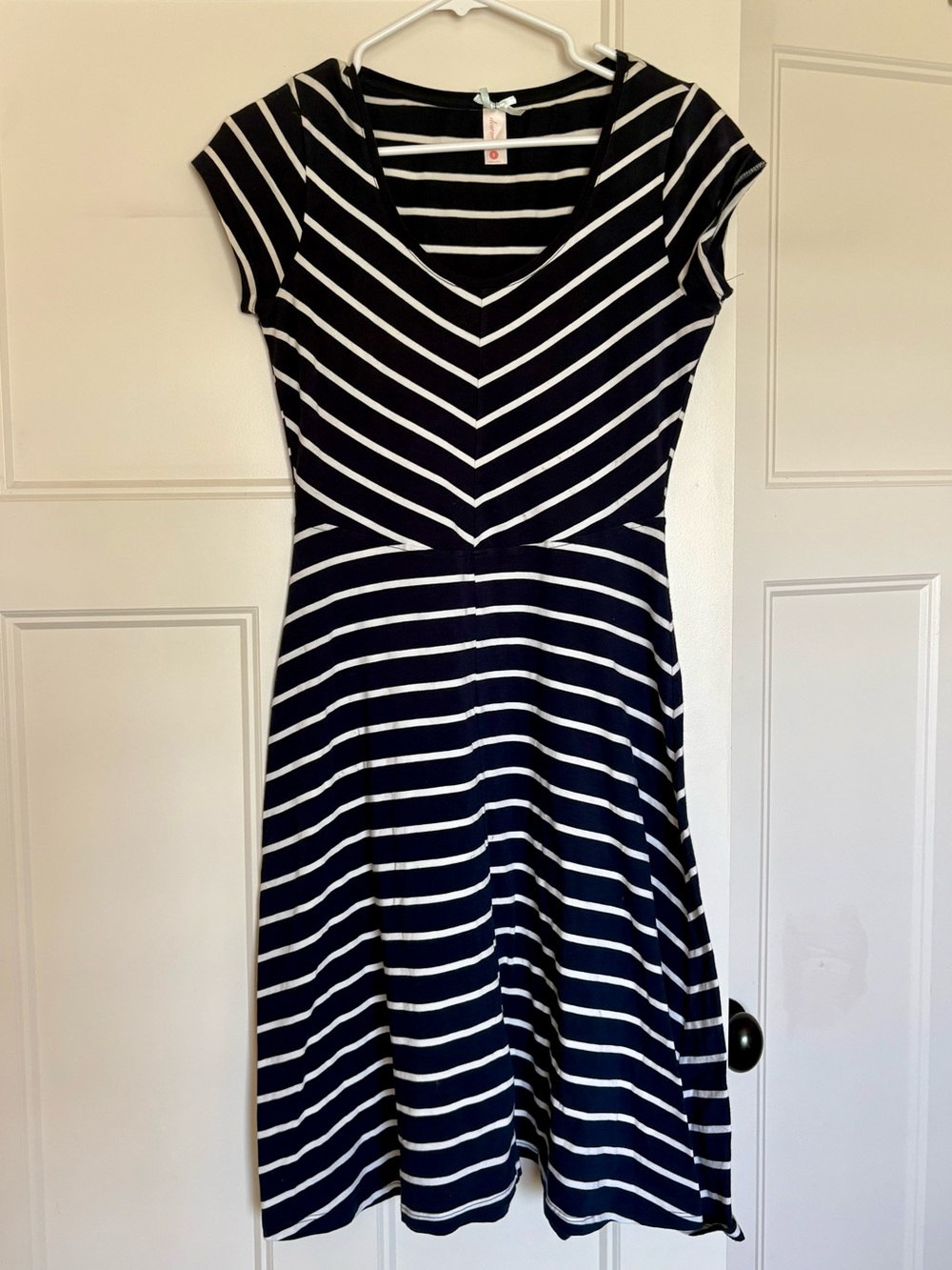Women’s Casual Navy and White Striped V-Neck Dress